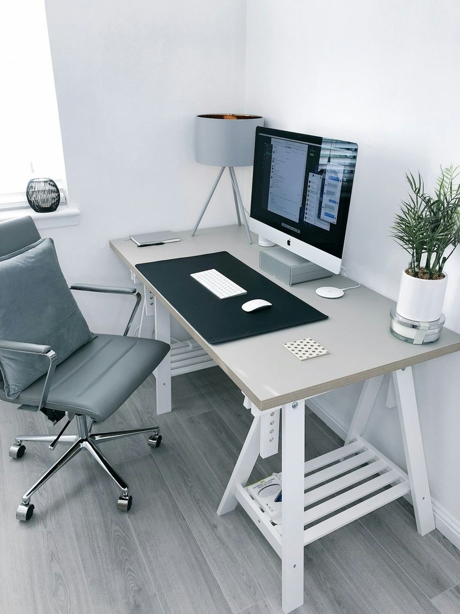 A calm, bright home office desk